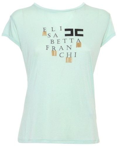 Elisabetta Franchi Chain Embellished Crewneck T-shirt - Green