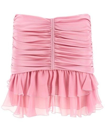 Blumarine Gathered-detailed Ruffled Mini Skirt - Pink