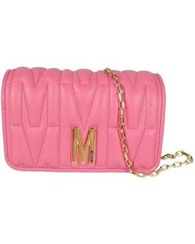 Moschino Logo Plaque Chain-link Wallet - Pink