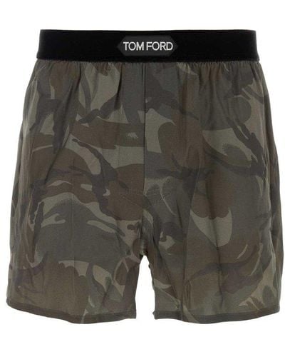 Tom Ford Logo Patch Printed Boxers - Grey