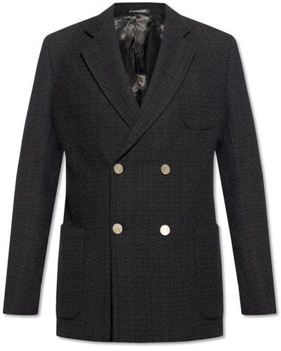 Emporio Armani Tweed Blazer, - Black