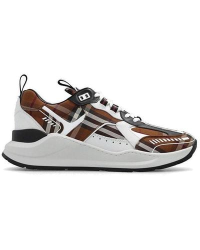 Burberry Check Pattern Lace-up Trainers - White