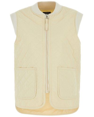 A.P.C. Elea Quilted Zipped Gilet - Natural
