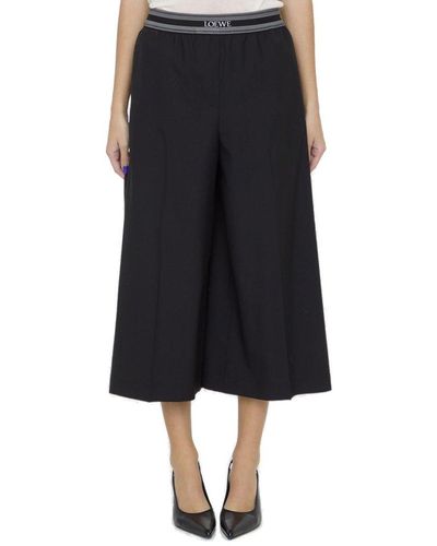 Loewe Wide-leg Cropped Trousers - Black