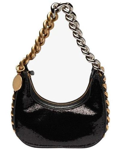 Stella McCartney Sequin Embellished Zipped Mini Shoulder Bag - Black