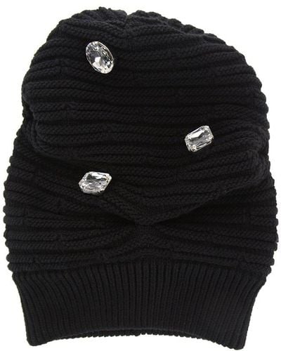 Moschino Embellished Chunky Ribbed-knit Beanie - Black