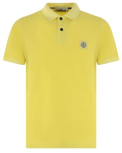 Stone Island Logo Patch Polo Shirt - Yellow