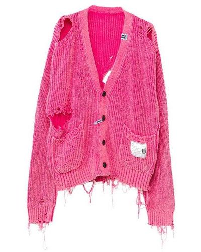 Maison Mihara Yasuhiro Distressed Buttoned Cardigan - Pink