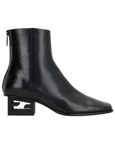 Fendi Square-toe Heeled Boots - Black