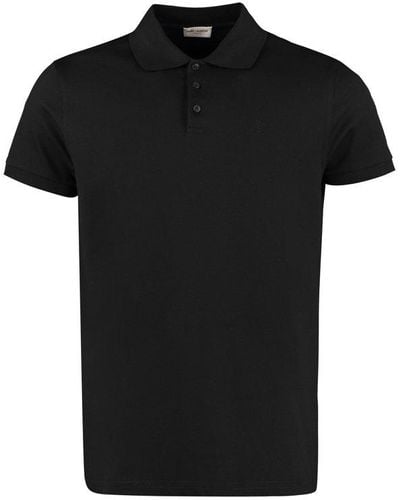 Saint Laurent Cotton Pique Polo Shirt - Black