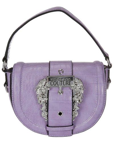 Versace Mini Logo-buckle Faux-leather Tote Bag - Purple