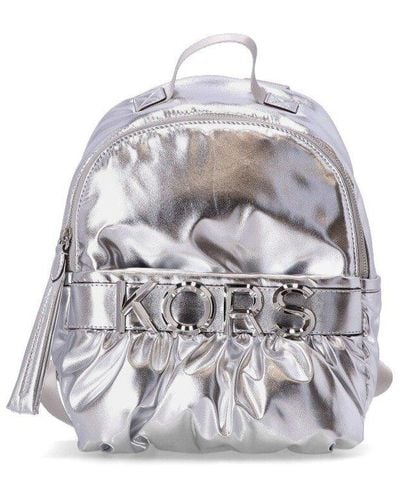 Michael Kors Logo-lettering Ruched Backpack - Gray