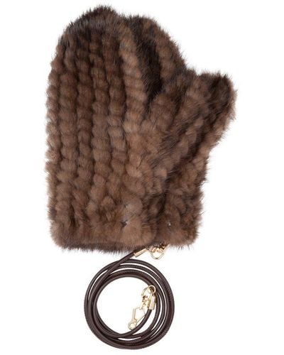 Max Mara Nevada Knitted Fur Gloves - Brown