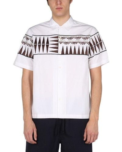 Universal Works Embroidered Short-sleeved Shirt - White