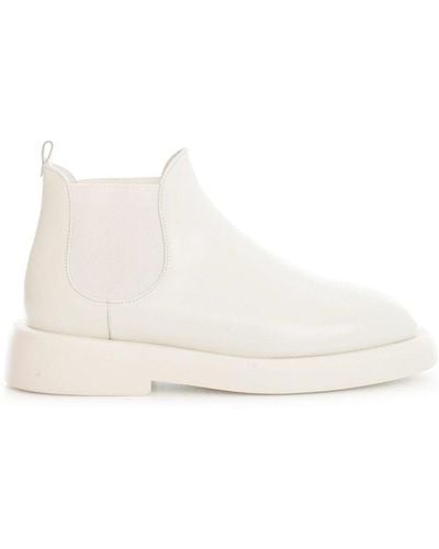 Marsèll Almond Toe Chelsea Ankle Boots - White