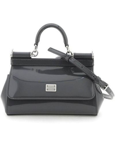 Dolce & Gabbana Patent Leather Small 'sicily' Bag - Black