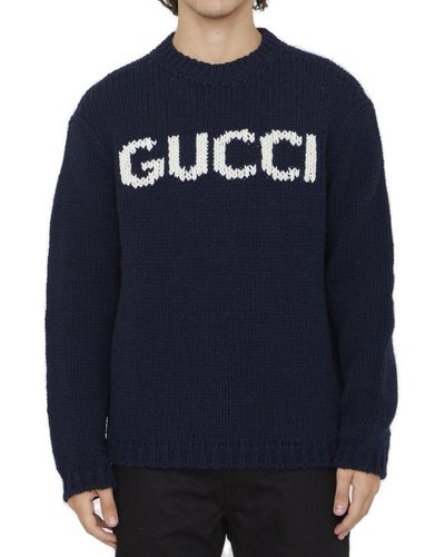 Gucci Wool Blend Intarsia Jumper - Blue