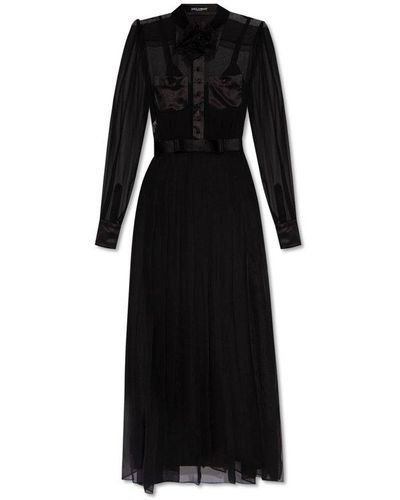 Dolce & Gabbana Chiffon Shirt Dress - Black