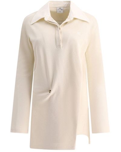 Courreges Twist Long-sleeved Polo Dress - White