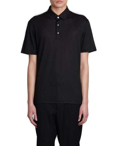 Zegna Straight Hem Polo Shirt - Black