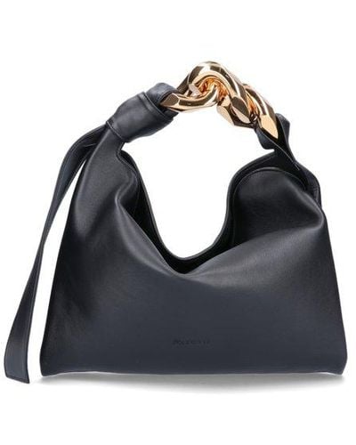 JW Anderson Chain Link Detailed Small Hobo Bag - Black