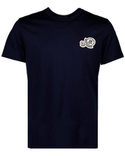 Moncler Logo Patch Crewneck T-shirt - Blue