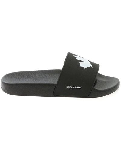 DSquared² Logo Slippers - Black