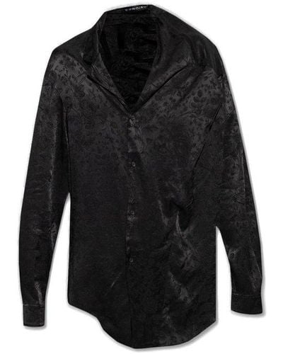 Y. Project Floral-printed Buttoned Satin Shirt - Black
