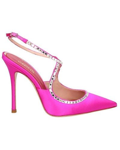 Gedebe Rhinestone Embellished Slingback Court Shoes - Pink