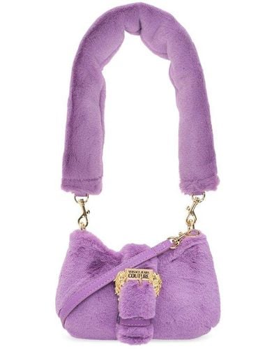 Versace Faux Fur Shoulder Bag, - Purple