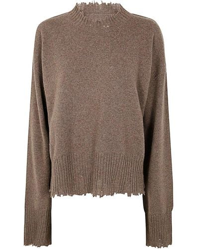 Uma Wang Raw-edge Drop Shoulder Sweater - Brown