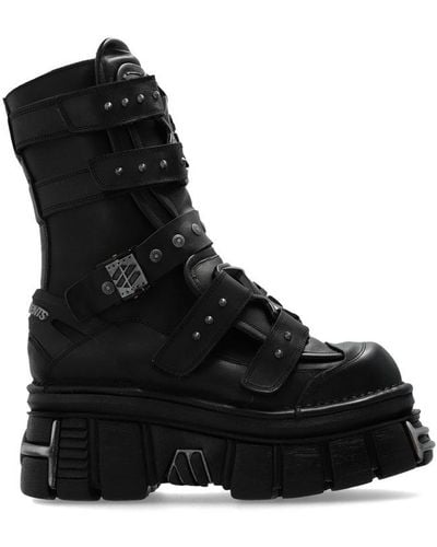 Vetements X New Rock Platform Ankle Boots - Black