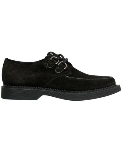 Saint Laurent Almond Toe Teddy Lace-up Shoes - Black