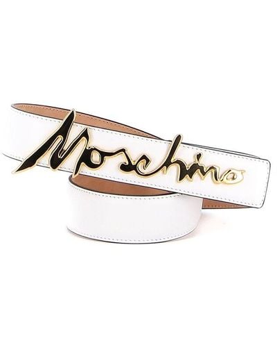 Moschino Logo Signature Belt - White