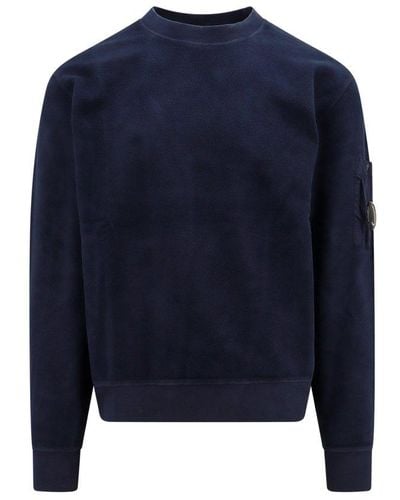 C.P. Company Reverse Brushed Crewneck Sweatshirt - Blue