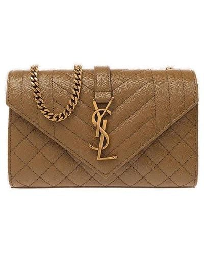 Saint Laurent ‘Envelope Small’ Shoulder Bag - Brown