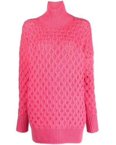 Sa Su Phi Roll-neck Knitted Sweater - Pink