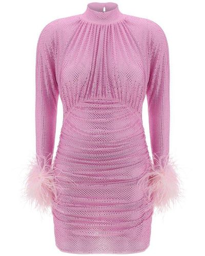 Self-Portrait Ruch Detailed Embellished Mini Dress - Pink