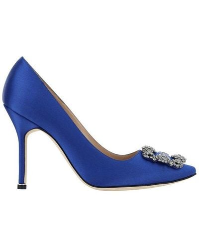 Manolo Blahnik Hangisi Pointed-toe Court Shoes - Blue