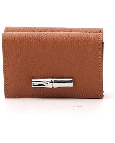 Longchamp Bamboo Clasp Compact Wallet - Brown