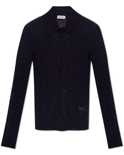 Burberry Cardigan With A Pattern, - Blue