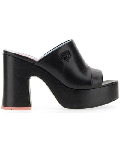 Chiara Ferragni Logo Detailed Heeled Sandals - Black