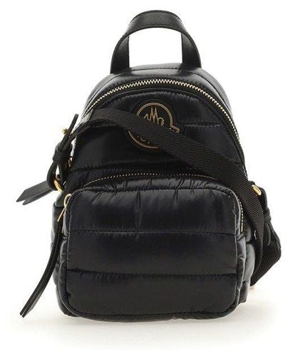 Moncler Kilia Logo Patch Quilted Small Backpack - Black