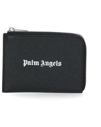 Palm Angels Zipped Logo Cardholders - Black