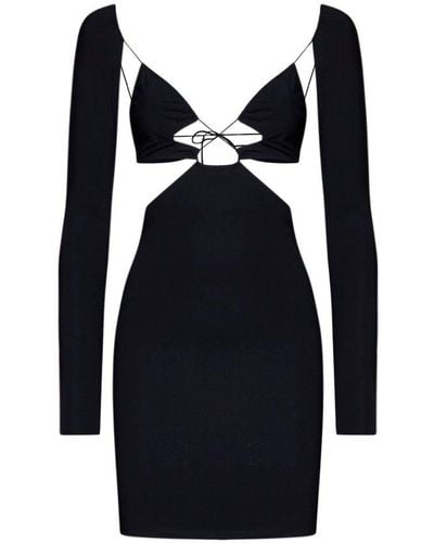 Amazuìn Cut Out Detailed Velvet Mini Dress - Black