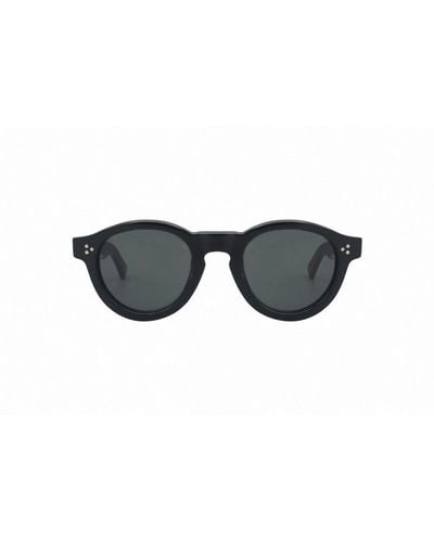 Lesca Gaston Round Frame Sunglasses - Black