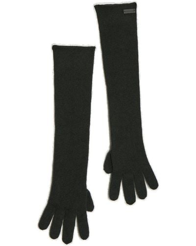 Saint Laurent Long Cashmere Knit Gloves - Black