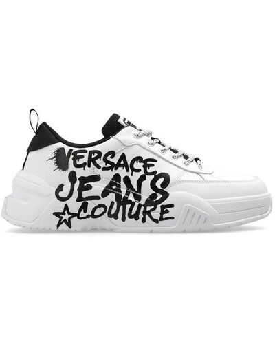 Versace Graffiti-print Lace-up Trainers - White