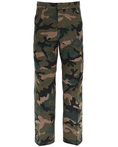Valentino Camouflage Printed Straight Leg Pants - Multicolor