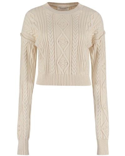 Sportmax Knitted Long-sleeved Top - Natural
